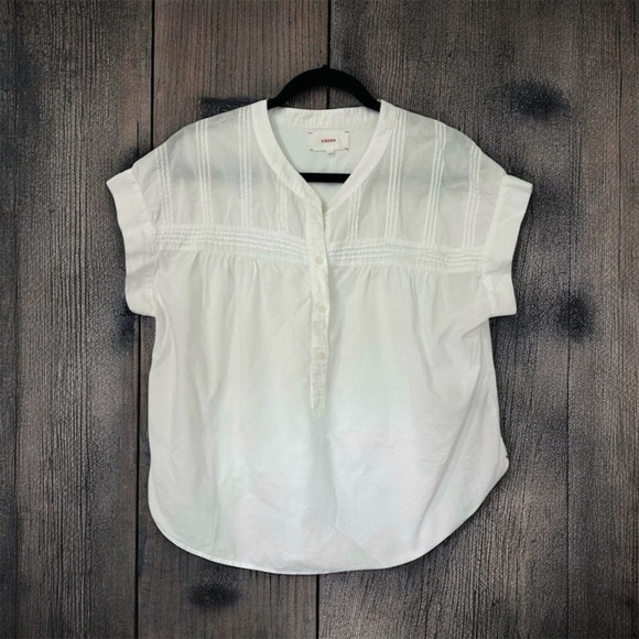 XiRENA Pintuck Detail Short Sleeve Cotton Blouse Womens XS White - Picture 6 of 6